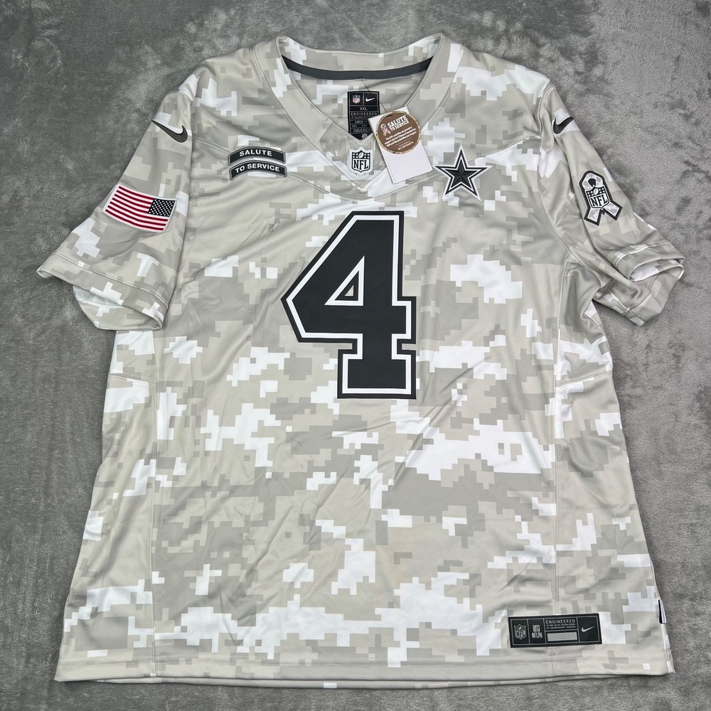 Nike Dak Prescott Jersey Mens Small Digital White Camo Salute to Service Limited